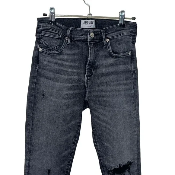 AGOLDE Sophie High Rise Skinny Jeans Silence Grey Distressed Size 26 - Picture 3 of 12